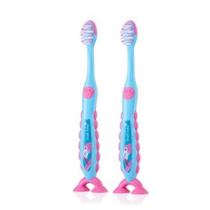 Brush-Baby Dječija četkica za zube FlossBrush 3-6 godina - Flamingo, 2kom