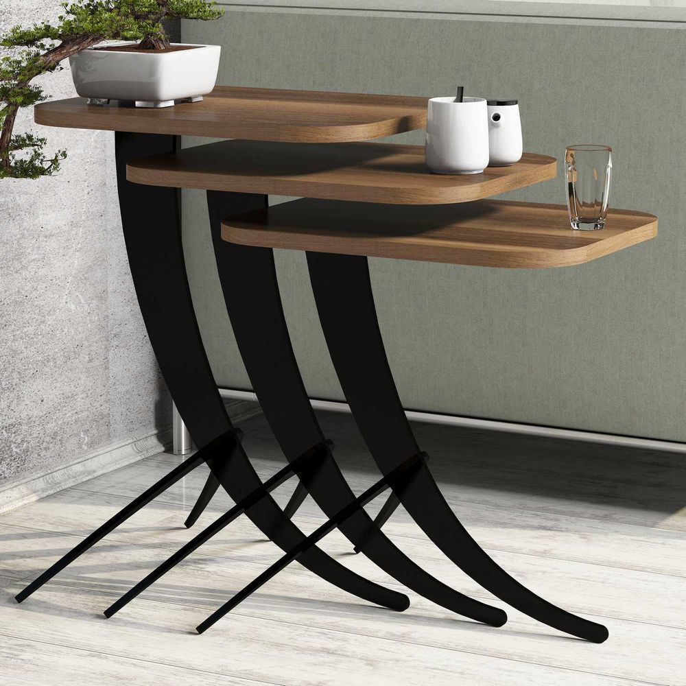 Nesting Table Pion - Set od 3 komada u boji orah slika 1