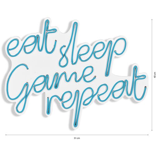 Wallity Zidna dekoracije svijetleća EAT, eat sleep game repeat - Blue slika 8