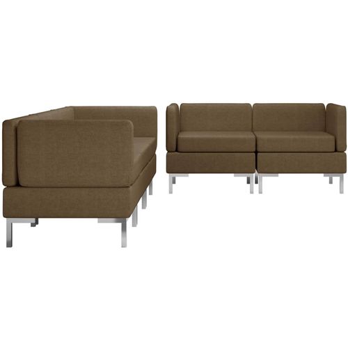 5-dijelni set sofa od tkanine smeđi slika 37