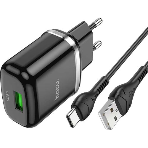 Hoco - Zidni punjač Special (N3) - USB-A 18W 3A s kabelom USB-A na USB Type-C 1m - crni slika 1