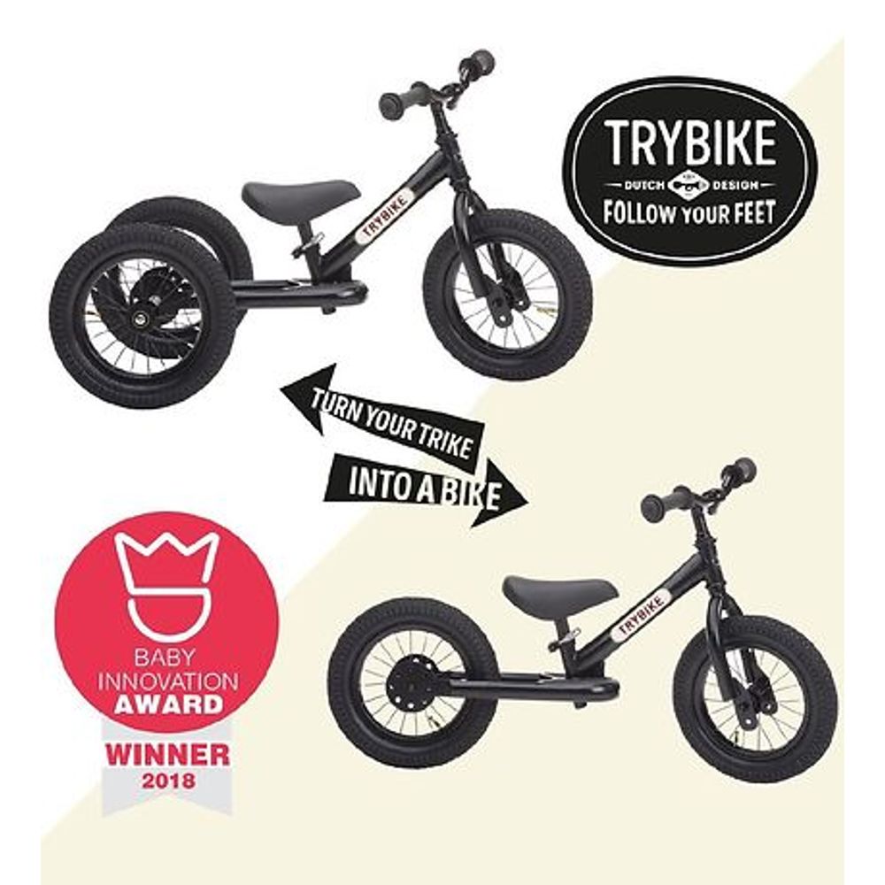 TRYBIKE Balans bicikl 2u1 Steel, Black slika 5