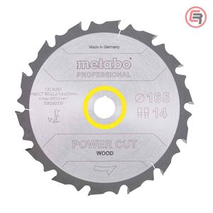 Metabo List Kružne Pile 165 × 2,2 / 1,4 × 20 / Z = 14 Power Cut Wood Professional – 628292000