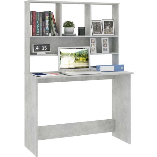 Radni stol s policama siva boja betona 110x45x157 cm iverica slika 16