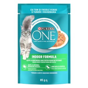 PURINA ONE® INDOOR FORMULA mini fileti u umaku s tunom i mahunama, 26x85 g