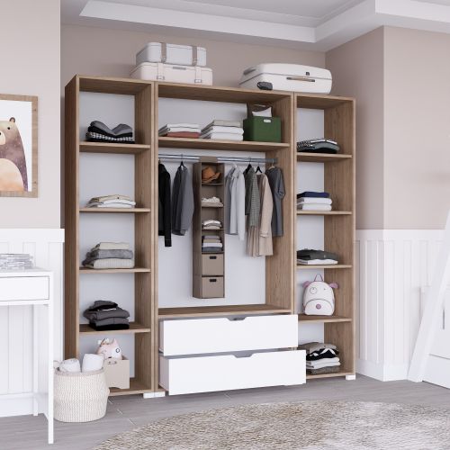 Nisan 1600-024 Light Walnut
White Wardrobe slika 10