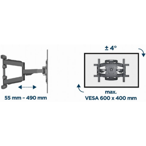 WM-75ST-02 Gembird rotate/tilt VESA max. 60x40cm 32-75 max.45kg (ugaoni) slika 8