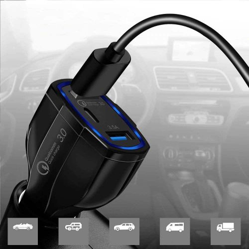 Auto punjač Quick Charge 3.0 / 2 x USB + USB Type-C izlazi  7A slika 4