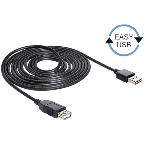 Delock USB 2.0 priključni kabel [1x muški konektor USB 2.0 tipa a - 1x ženski konektor USB 2.0 tipa a] 5.00 m crna utikač primjenjiv s obje strane, pozlaćeni kontakti, UL certificiran USB 2.0 priključni kabel [1x USB 2.0 utikač A - 1x USB 2.0 utikač A] 5 m crni pozlaćeni kontakti Delock slika 2