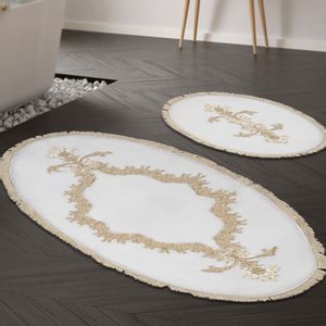 ALNE4656 Cream Bathmat Set (2 Pieces)