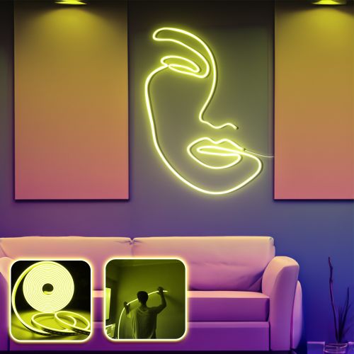 Opviq Dekorativna zidna led rasvjeta Face Art - Large - Yellow slika 1