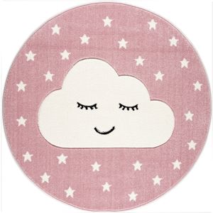 Dječji tepih SMILEY - okrugli - rozi - 133cm