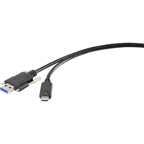 Renkforce USB kabel USB 3.2 gen. 1 (USB 3.0) USB-A utikač, USB-C® utikač 1.00 m crna mogućnost vijčanog spajanja RF-3386040 slika 1