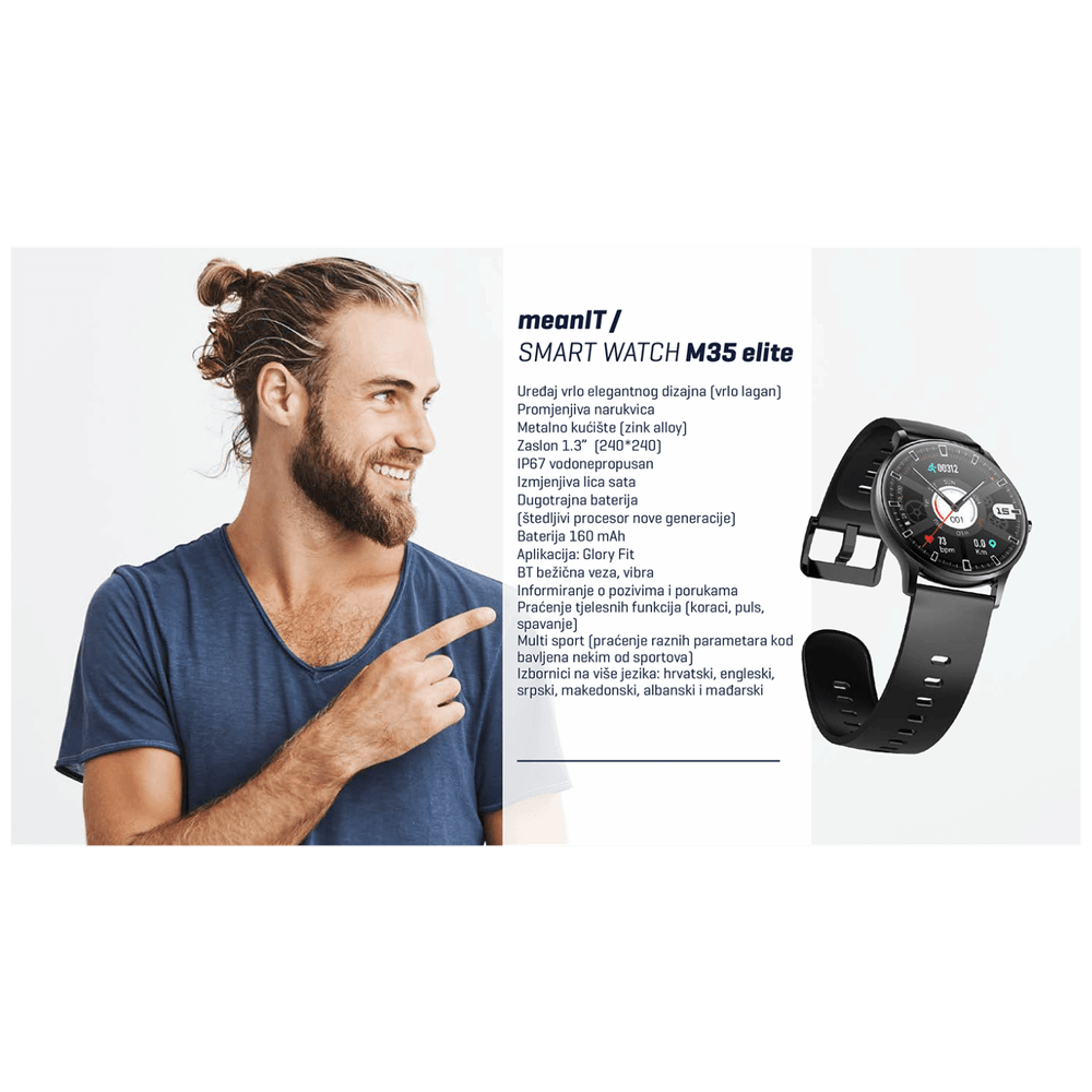 MeanIT Sat pametni, 1.3" ekran, multi sport, Bluetooth - M35 Elite slika 5