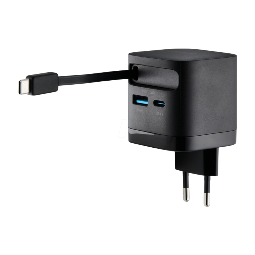 Intenso 65W GaN napajalnik z vgrajenim kablom USB-C, crni slika 4