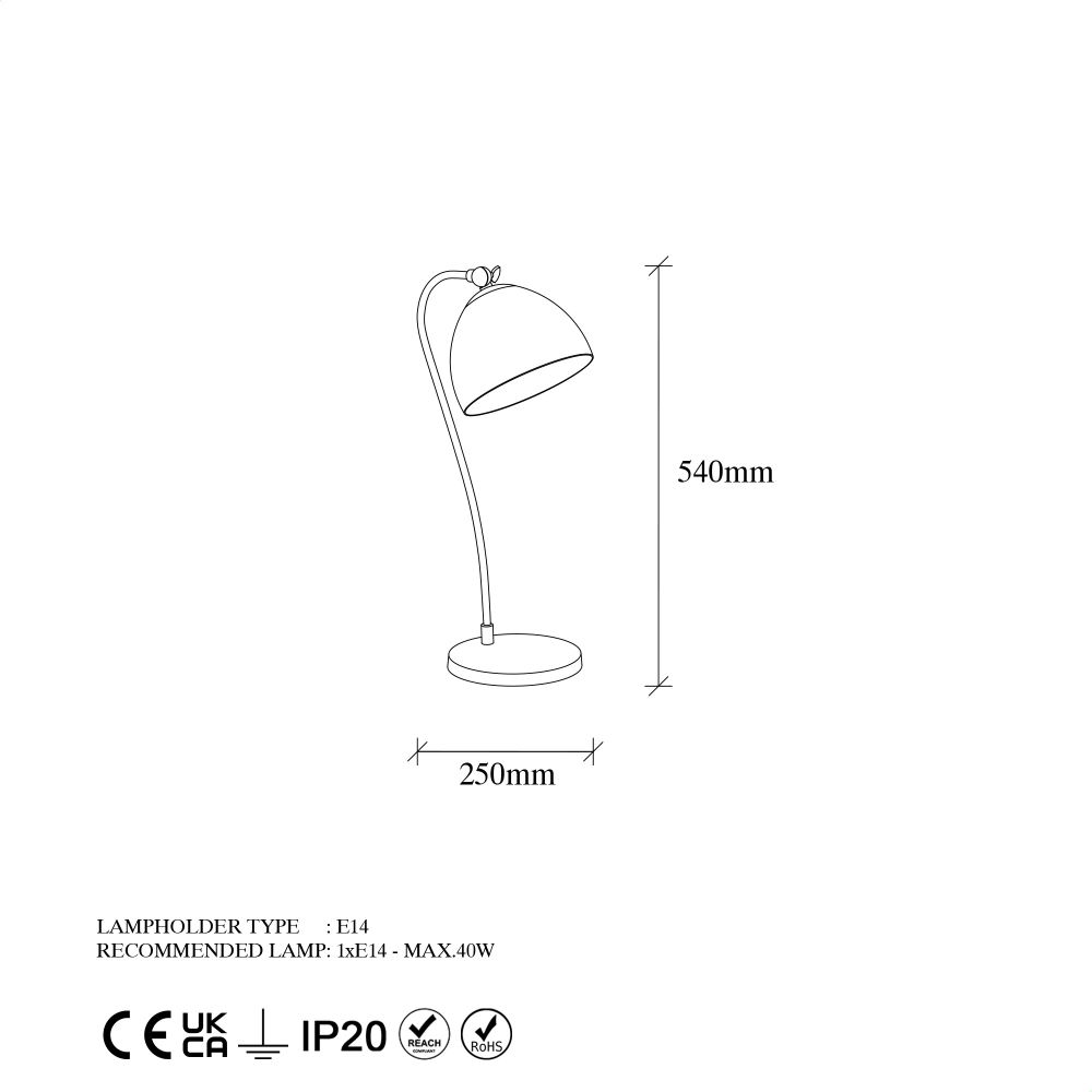 Acuka 12295 Crna Zlata Stolna Lampa slika 6