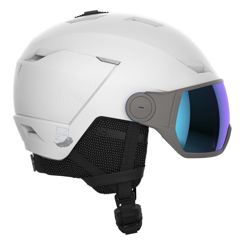 Salomon Ženska kaciga za skijanje Icon LT Visor, White/UN ML Blue slika 2
