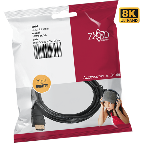 ZED electronic HDMI 2.1 kabel, 4K/120p ili 8K/60p, 48 Gbps, dužina 3,0 met. - HDMI-8K/3,0 slika 1