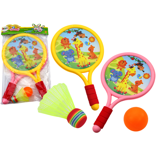 Dječji reketi za badminton - Životinje - Žuto / Ružičaste boje slika 1
