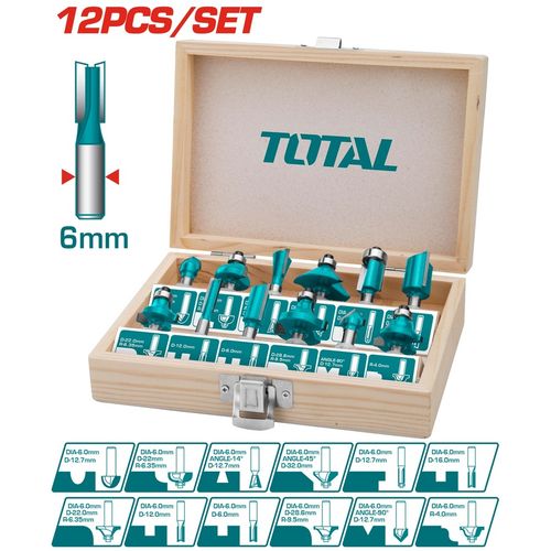 TOTAL Set 12 bitova za glodalicu (6mm) TACSR0121 slika 1