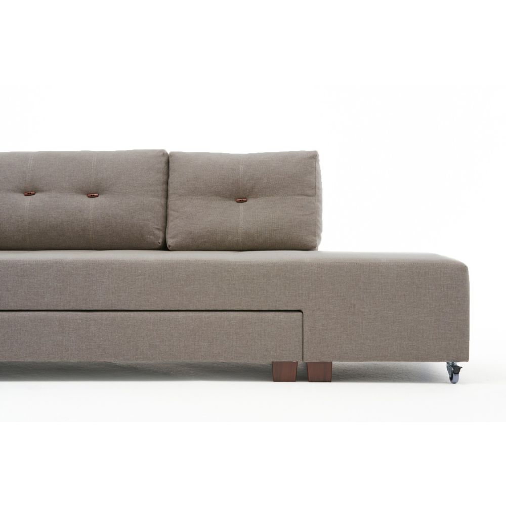 Ugaona Sofa na Razvlačenje Manama - Krem Boja, Lijevi Kut slika 10