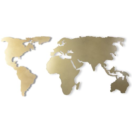 Wallity Metalna zidna dekoracija, World Map Silhouette - Gold slika 2