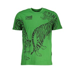 CAVALLI CLASS GREEN MEN'S SHORT SLEEVED T-SHIRT