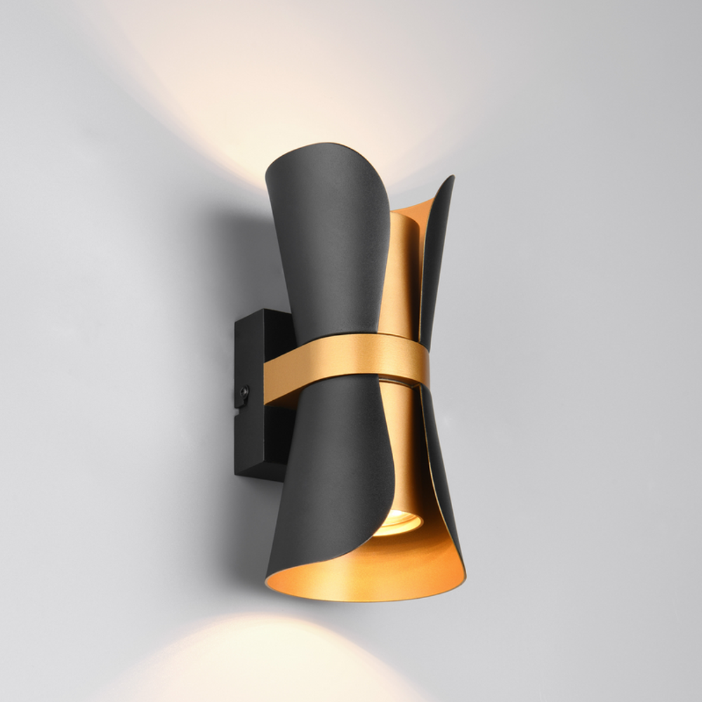 Trio Lightning zidna lampa COAT 2, crno-zlatna slika 1
