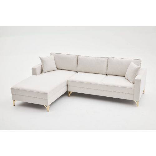 Atelier Del Sofa Kutna garnitura, Krem Zlato, Berlin Left - Cream, Gold slika 8