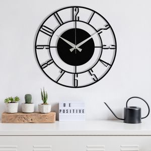 Wallity Enzoclock - S011 Crni Dekorativni Metalni Zidni Sat