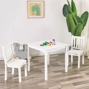 Kinder Home Dječiji drveni sto sa dvije stolice, Bijeli