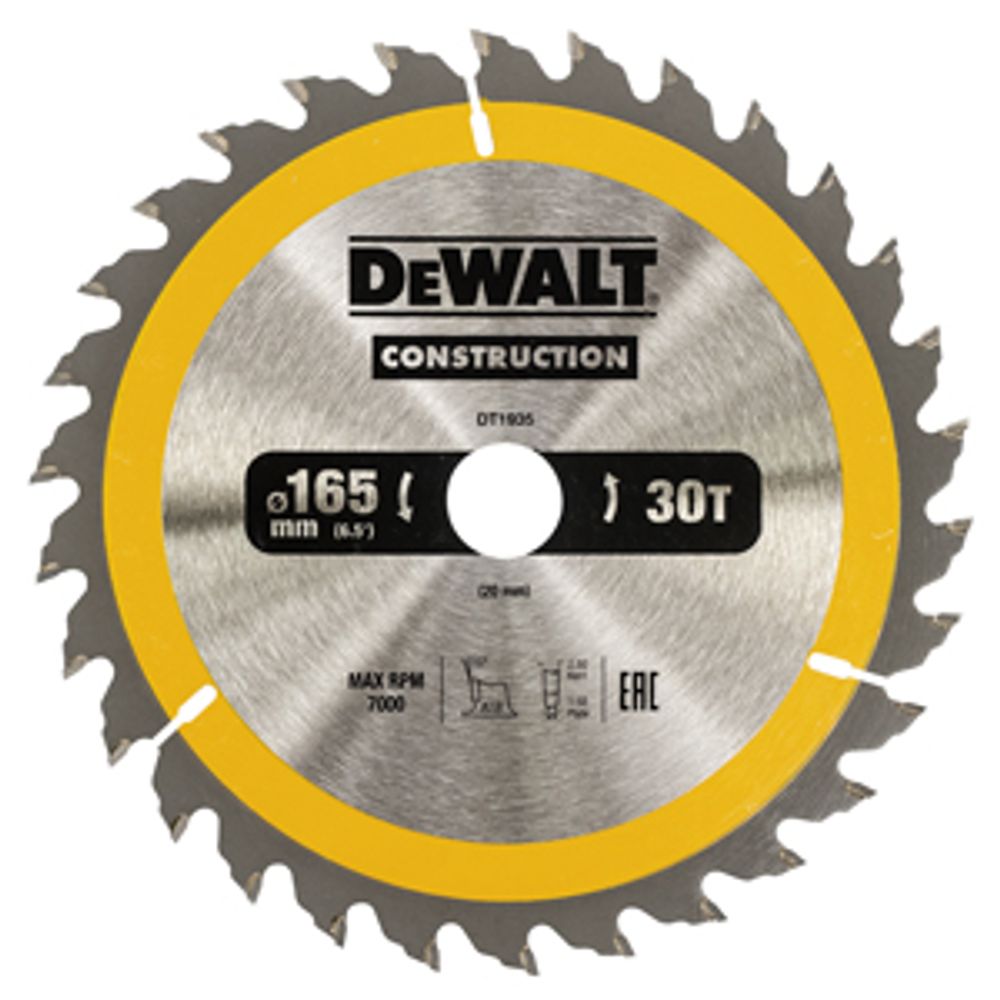 LIST KRUŽNE PILE ZA DRVO 30 Z 165x20mm Dewalt DT1935 slika 1