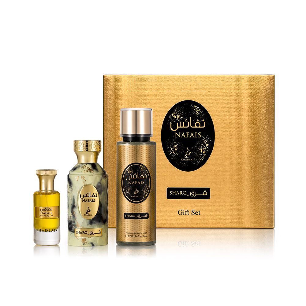 Khadlaj Nafais Sharq EDP 100 ml + Perfumed Oil 24 ml + Bodyspray 250 ml (unisex) slika 1