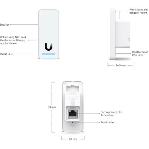 Ubiquiti G2 Reader kompaktan čitač NFC kartica druge generacije i uređaj sa zahtevom za izlaskom koji podržava otključavanje vrata sa pokretom ruke. slika 6