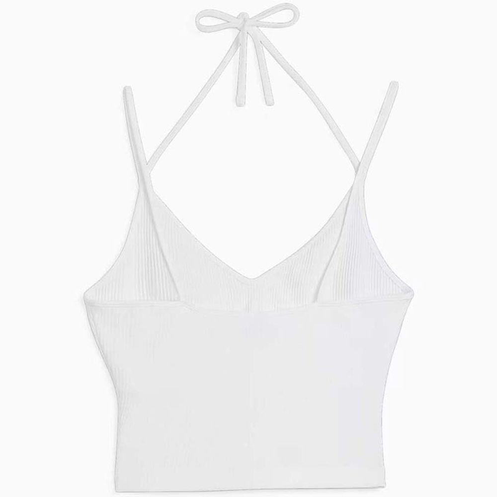 Puma Ženski kupaći gornji dio Classics Ribbed Crop, Bijela slika 2