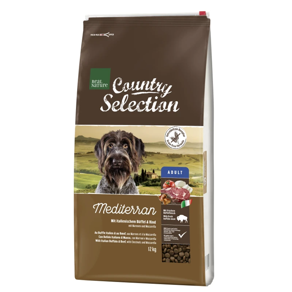 Real Nature Country Mediterran Adult bizon, kesten, mozzarella 12 kg slika 1