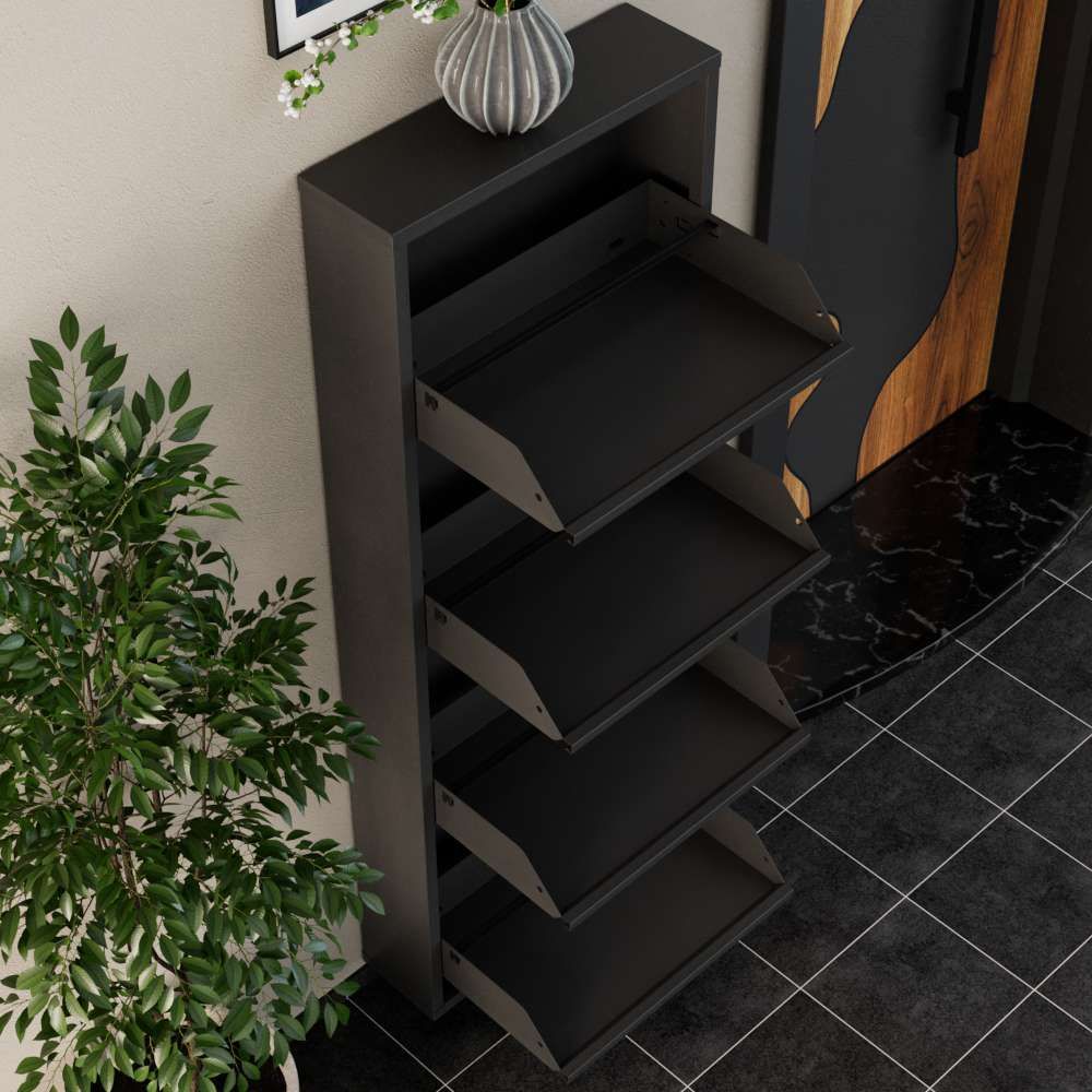 Kabinet za cipele 4 komada - Metalni, antracit boje slika 5