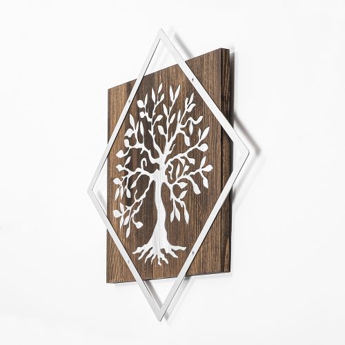 Wallity Drvena zidna dekoracija, Tree v2 - Silver slika 5