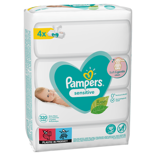 Pampers vlažne maramice Sensitive 4 x 80 komada slika 2