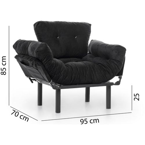 Atelier Del Sofa Fotelja, Crno, Nitta Single - Black slika 13