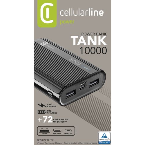 Cellularline prijenosni punjač Tank 10.000 mAh crni slika 3