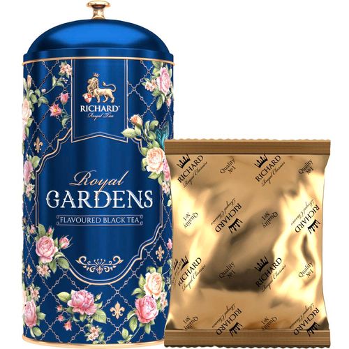 RICHARD Tea Royal Gardens - Crni čaj sa aromom pitaje i laticama cveća u metalnoj kutiji, rinfuz 80g BLUE 101836 slika 2