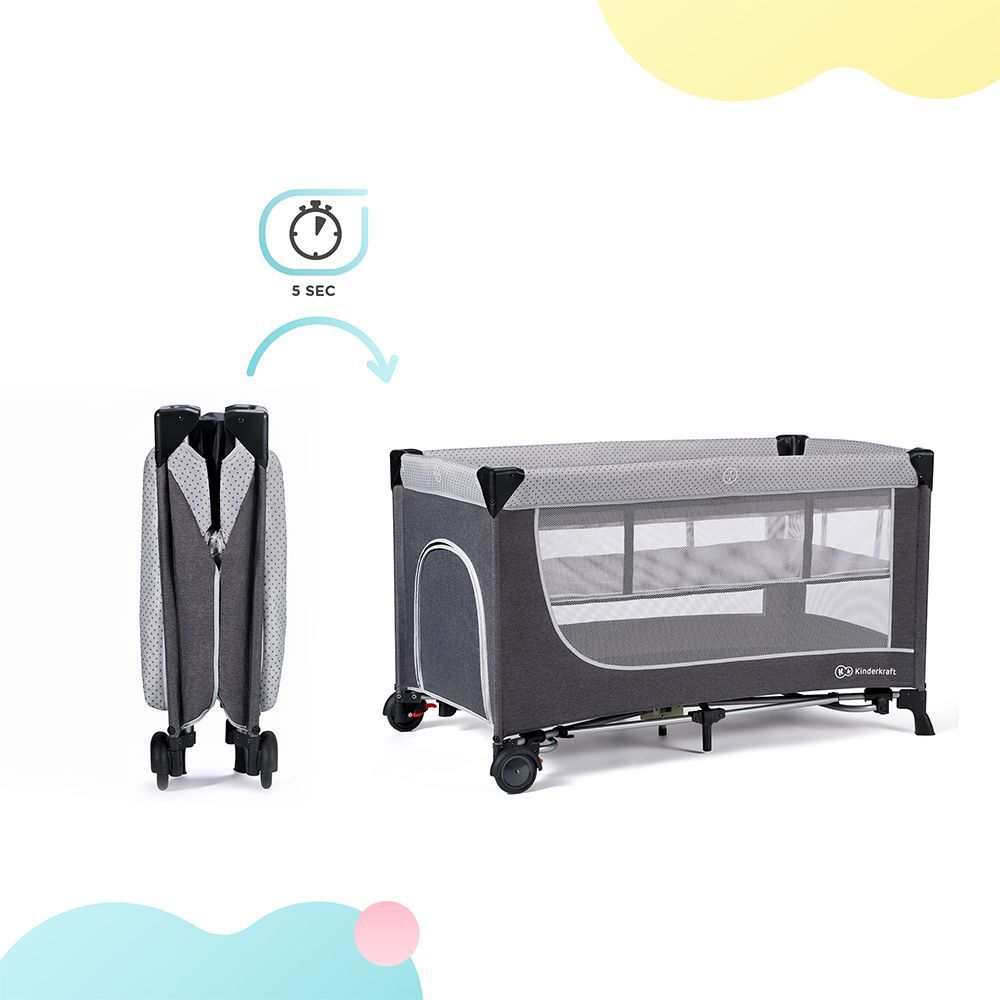 Kinderkraft Vikend krevetac LEODY, Grey slika 9