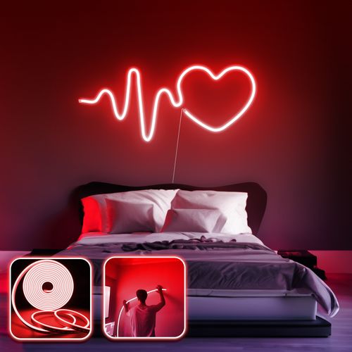 Opviq dekorativna zidna led svjetiljka, Heart - Medium - Red slika 2