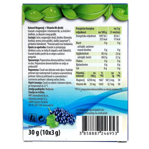 Naturel Magnezij + Vitamin B6 Direkt granule 30g slika 3