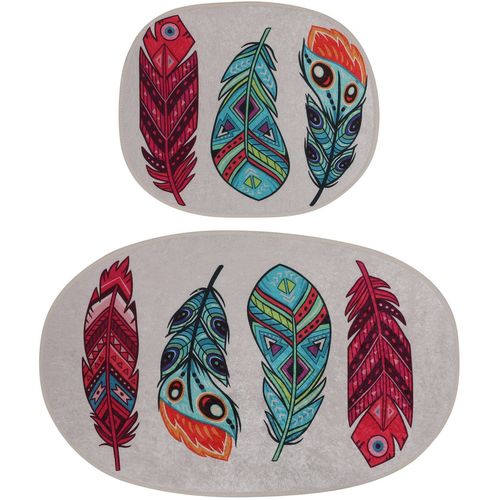 Feather DJT Multicolor Bathmat Set (2 Pieces) slika 4