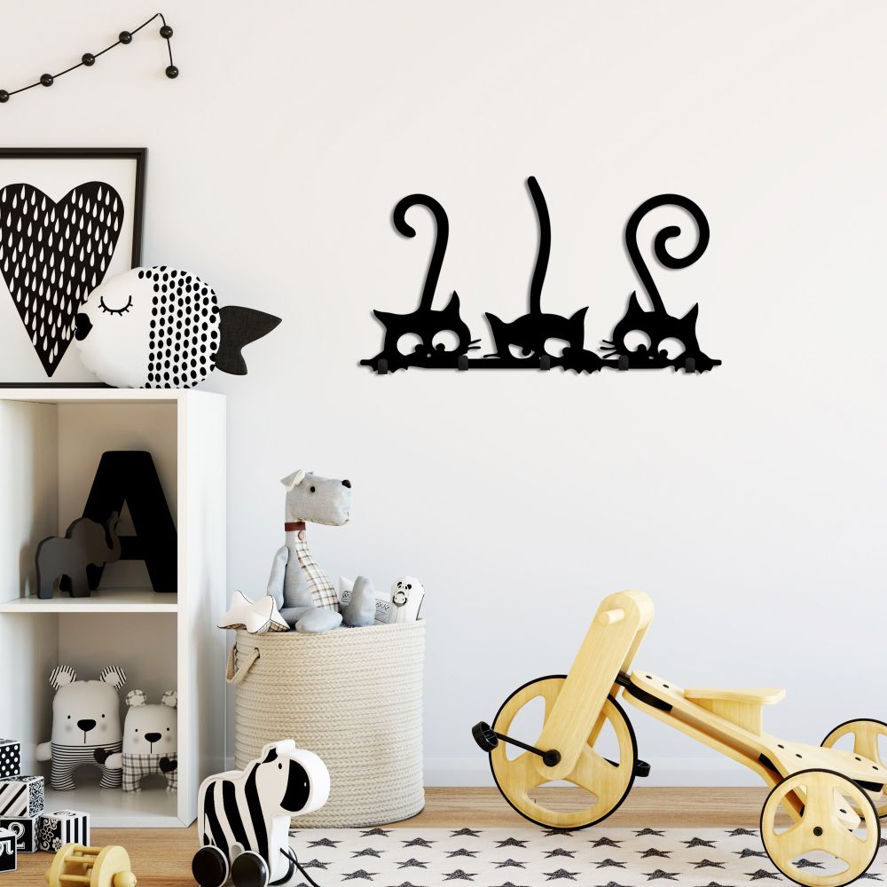 Metal wall hook Hidden Cats, colour: black slika 2