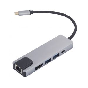 Linkom Adapter-konvertor TIP C na HDMI+2xUSB 3.0+TIP C+RJ45