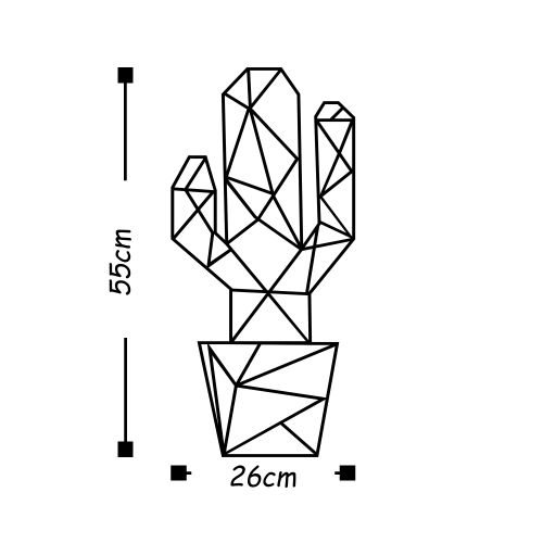 Wallity Metalna zidna dekoracija, Cactus3 - Black slika 3