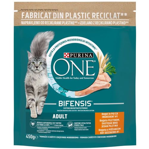 PURINA ONE® Hrana za mačke bogata piletinom Adult 450g slika 1